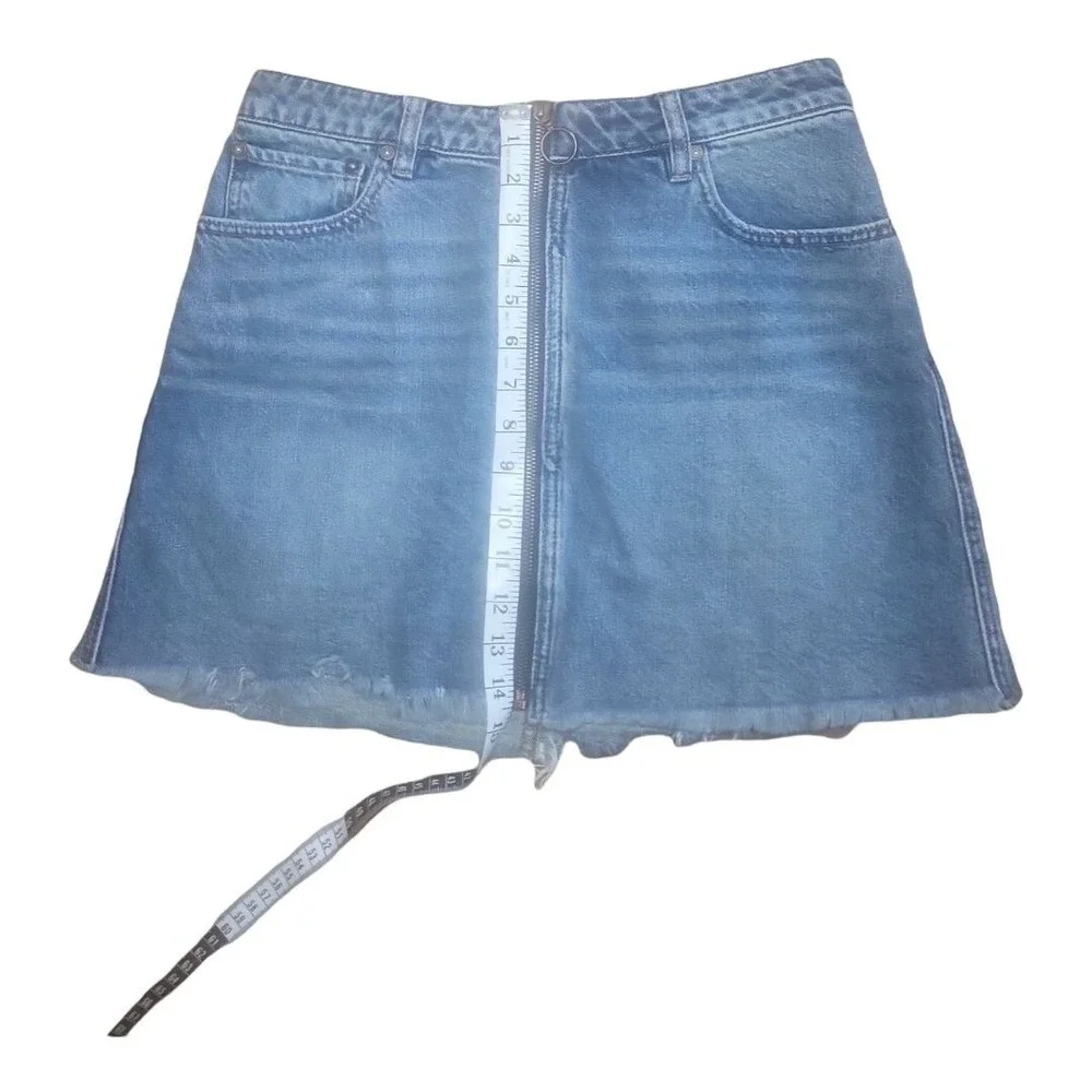 Free People Denim Skirt Women Sz‎ 30 We The Free Full Zip Boho Chic Cottagecore